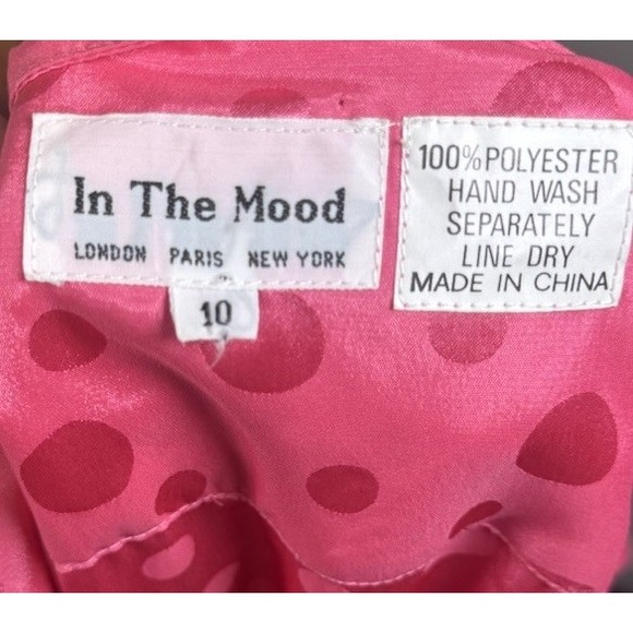 VTG 90s‎ In The Moof Dress Hot Pink Polka Dot Pleated Dress Silky Size 10 Fun - Picture 9 of 9